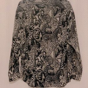 vintage sheer 100% silk animal print button down